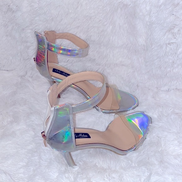 OnlyMaker iridescent silver open toe heels size 41 - Picture 5 of 14